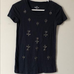 JCrew navy tee shirt with jewel details